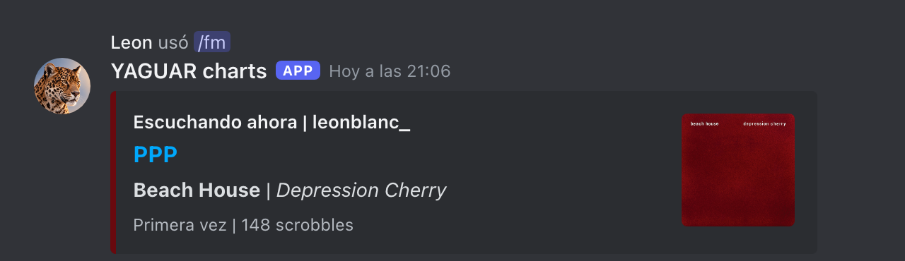 Resultado del comando /fm